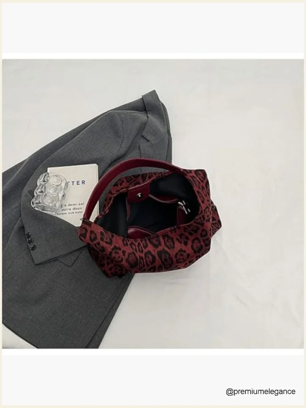 Leopard Print Suede Tote Bag, Faux Suede Hobo Handbag, Slouchy Shoulder Bag